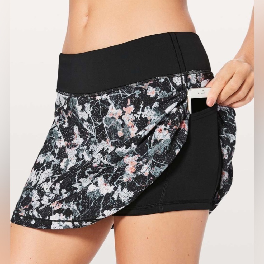 Lululemon Pace Rival Skirt In Spring Bloom Multi/Black Size 10 - Picture 3 of 7